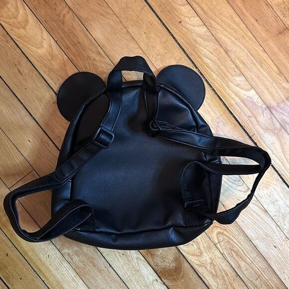 Disney Minnie Mouse Black Quilted Faux Leather Backpack with Ears and sequins - Picture 6 of 9